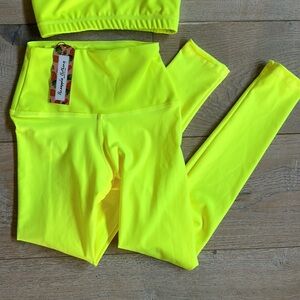 NEW WITH TAGS- Set super soft neon yellow leggings. Adult XS.